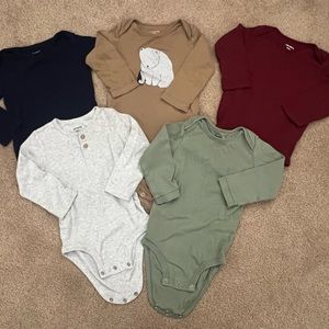 5 Carters Long Sleeve Onesies - 18M